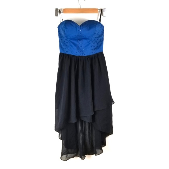 Forever 21 Dresses & Skirts - F21 Studded Strapless Blue Black High Low Dres